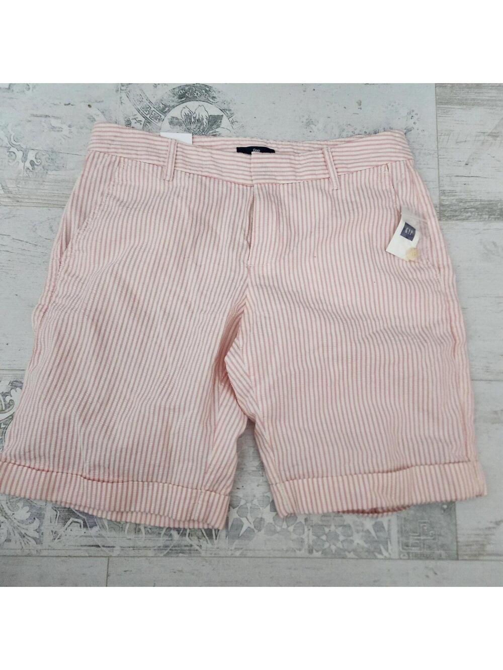 NWT Gap pink white striped cuffed dress shorts adorable 2 walking